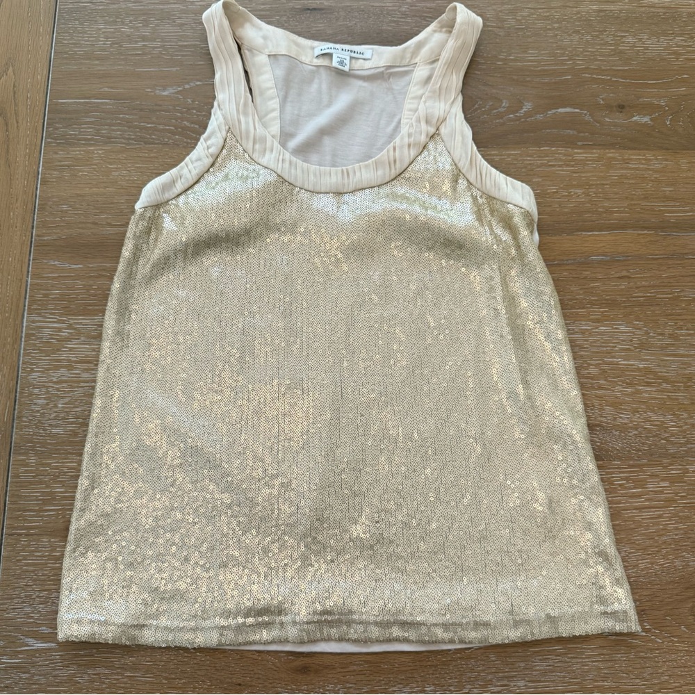 Banana Republic Shimmering Gold Sequin Tank Top size XS